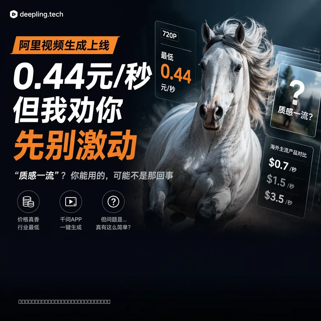 阿里视频生成上线，0.44元/秒但我劝你先别激动